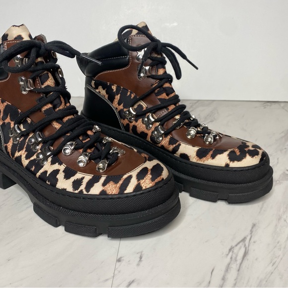 Ganni Leopard Lace Up Hiker Boot 39 - Picture 10 of 15